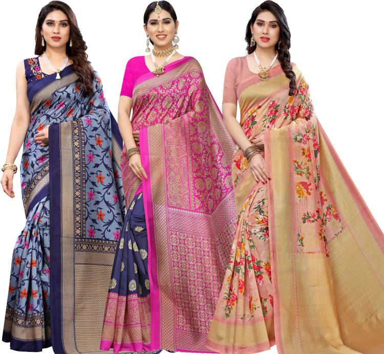 Floral Print, Polka Print, Printed Daily Wear Art Silk Saree Price in India