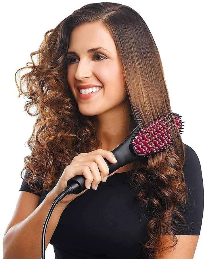 Young wolf Hair Electric Comb Brush 3 in 1 Ceramic Fast Hair Straightener For Women's Hair Straightening Brush with LCD Screen, Temperature Control Display, Hair Straightener For Women . Hair Straightener Price in India