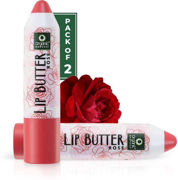 Organic Harvest Rose Lip Butter Enriched with Vitamin E & Benefits Of Mango Butter, for Dark Lips to Lighten, Lip Care for Dry & Chapped Lips, 100% Organic, for Girls & Women Rose Price in India