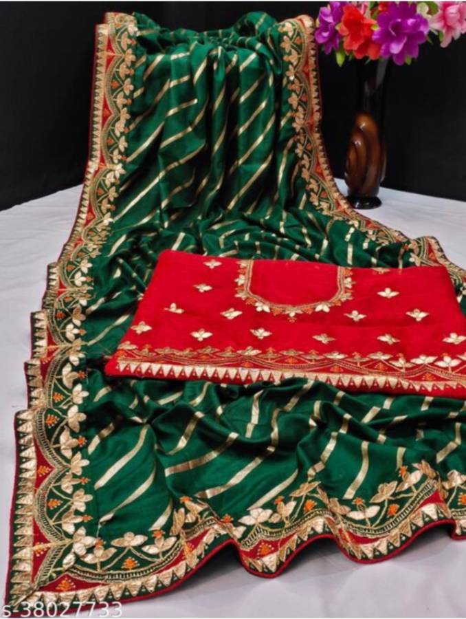 Embroidered Banarasi Silk Blend Saree Price in India