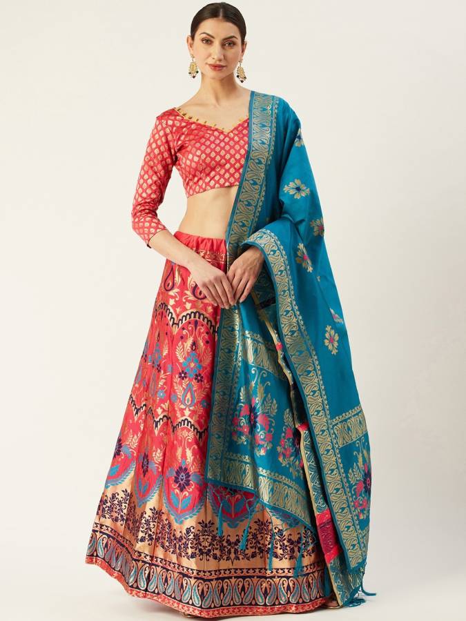 Paisley, Embellished, Floral Print Semi Stitched Lehenga Choli Price in India