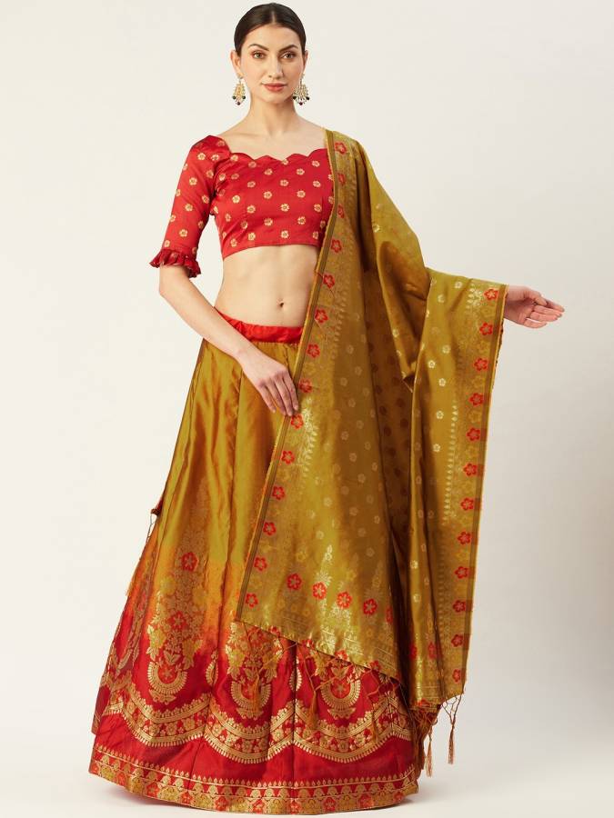 Paisley, Embellished, Floral Print Semi Stitched Lehenga Choli Price in India