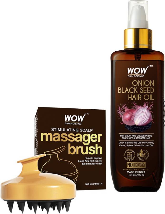 WOW SKIN SCIENCE Onion Black Seed Oil Hair Care Kit (Hair Oil+ Massager  HairBrush) Price in India, Full Specifications & Offers 
