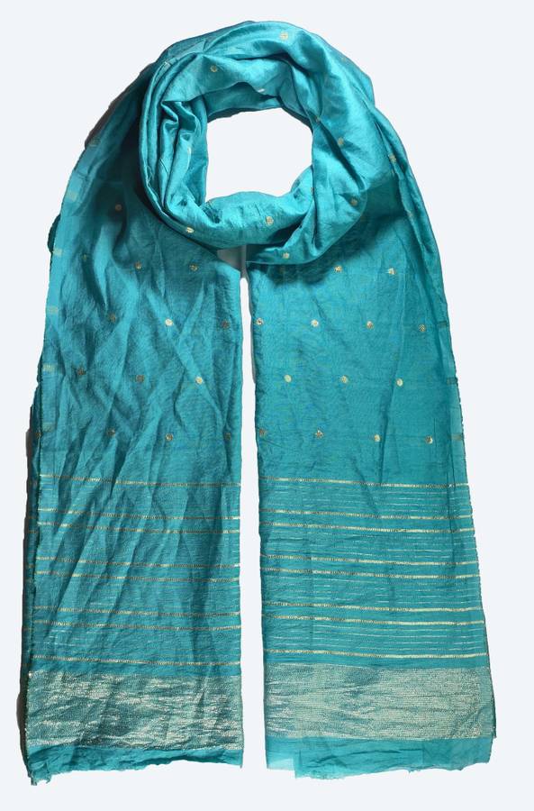 Silk Blend Solid Blue Women Dupatta