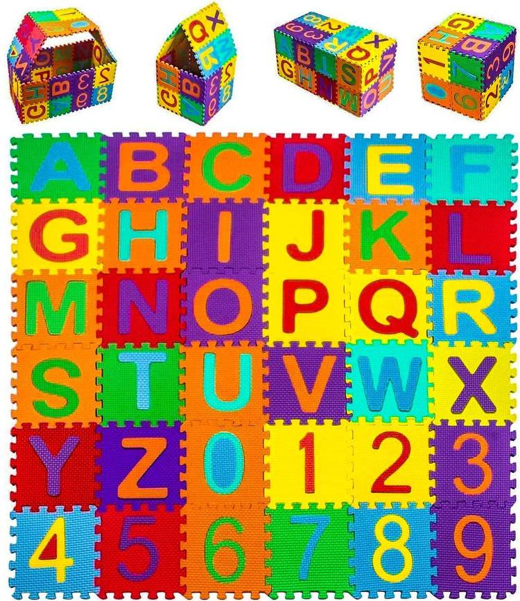 TechBlaze ABC & Numbers Mini Foam Puzzles Mat for kids Learning, Fun Activity & Building Blocks Thickest