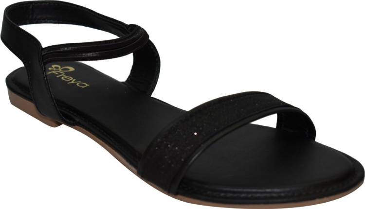 Women Black Flats Sandal Price in India