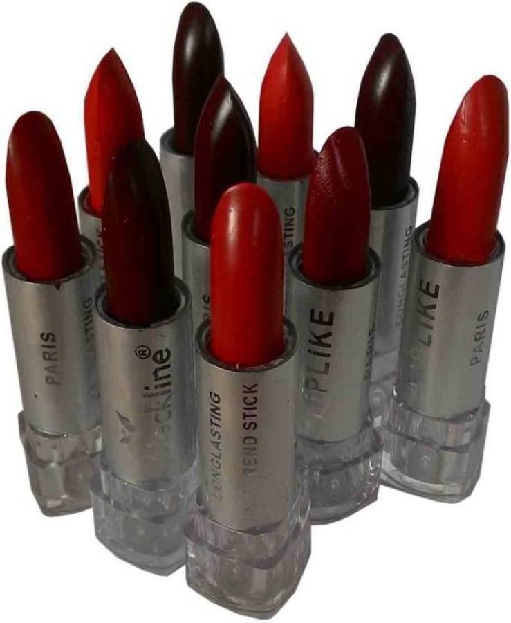 Garry's Neckline Beautiful Long Lasting Lipstick Set of 10 2.5 g (Multicolor) Price in India