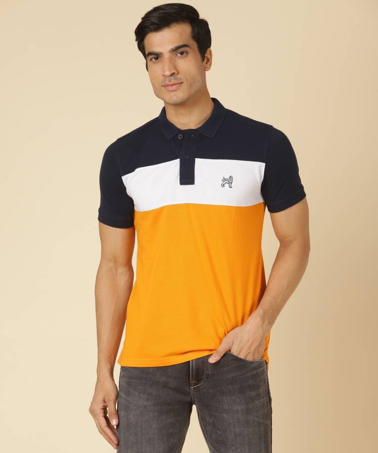 Color Block Men Polo Neck Multicolor T-Shirt Price in India