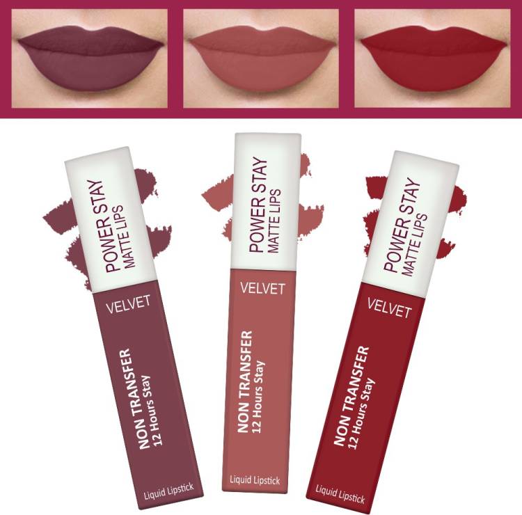 FORFOR Power Stay Long Last Matte Lipstick Combo of 3- Waterproof (12 hrs stay) Price in India