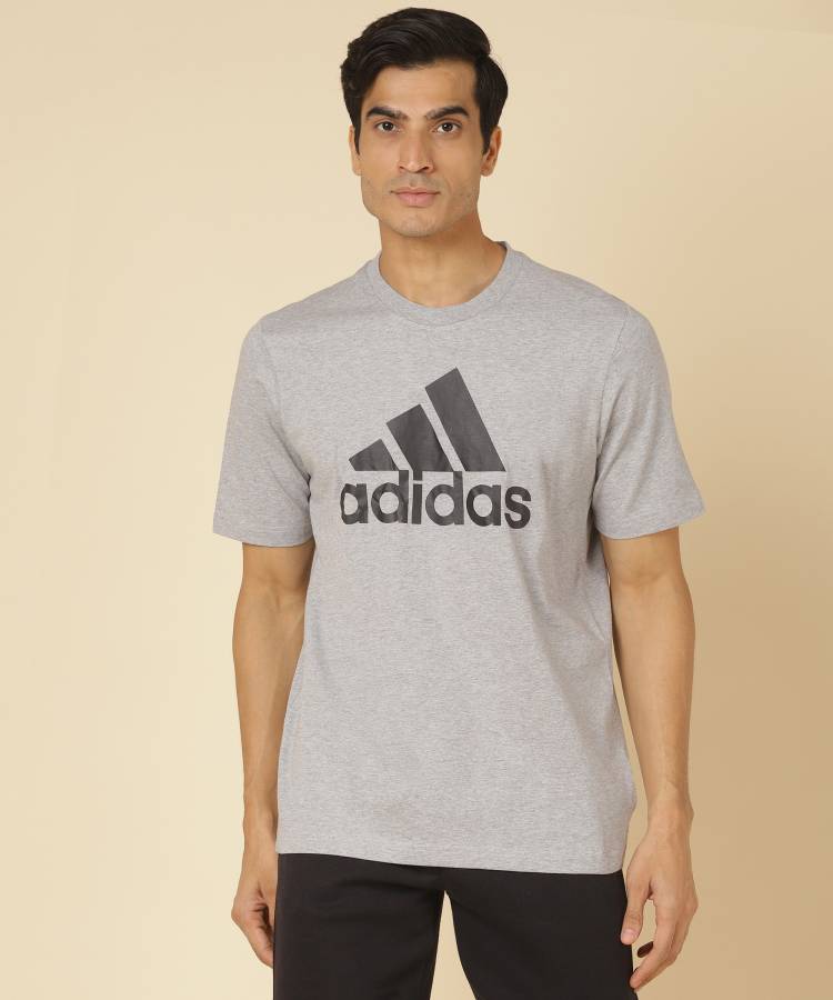 Printed Men Round Neck Grey T-Shirt Price in India