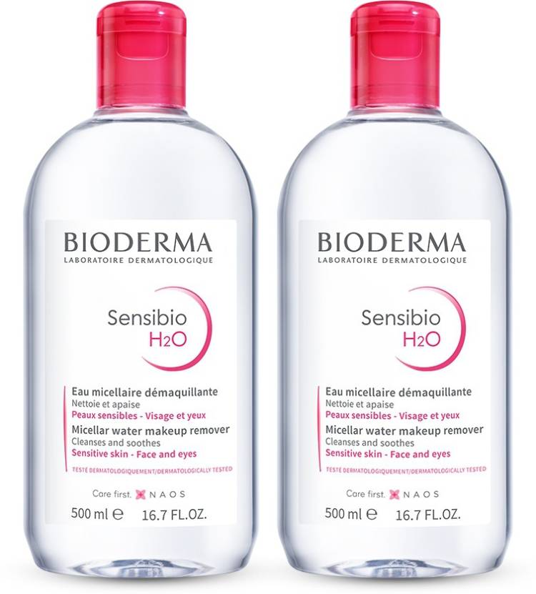 Bioderma Sensibio H2O Daily Soothing Cleanser, Make up Pollution & Impurities Remover Face Eyes Sensitive skin, 500ml - Pack of 2 Makeup Remover Price in India