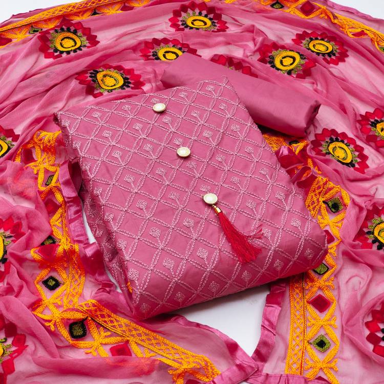 Cotton Embroidered Kurta & Churidar Material Price in India