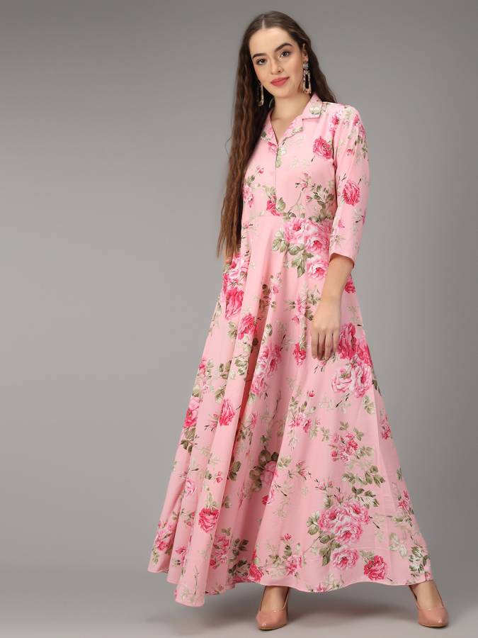 Women A-line Pink, Green Dress Price in India