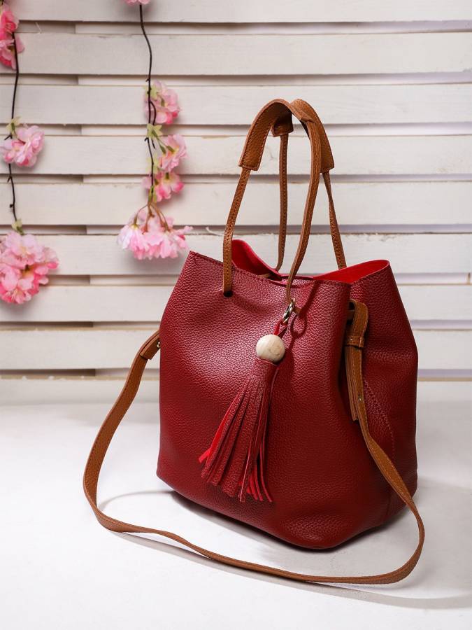 Women Red Shoulder Bag - Extra Spacious Price in India