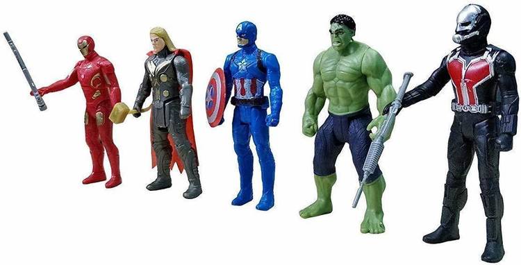 gourish Avengers themed Action Figure figurine Toy 5 Super Power Hero Fighter Characters Play Toy Set for Kids Twist and Move Marvels Collection Set of 5 :Captain America, Hulk, Thor, Iron Man and Ant Man Multicolor 4.6 Inch Best Gift for Birthday for Ba