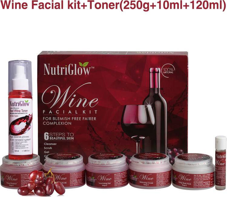 NutriGlow Wine Facial Kit (250g+10ml) & Red Wine Toner (120ml) Price in India