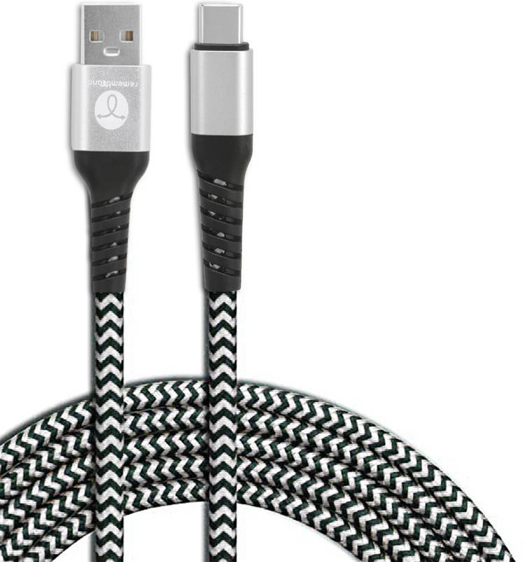 Remembrand 2.4A Turbo Fast Nylon Braided 2.4 A 1 m Nylon Braiding USB Type C Cable