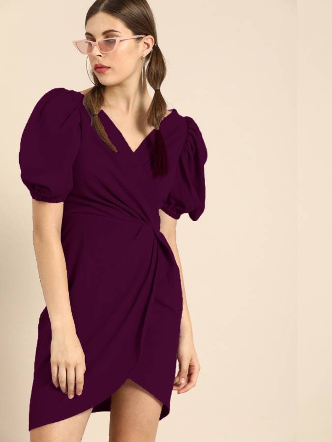 Women Wrap Purple Dress Price in India