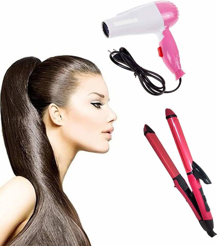 WILLA COMBO PACK OF 2 HAIR DRYER AND 2 IN1 Hair Pink Straightener and  curler Hair Dryer Price in India, Full Specifications & Offers |  