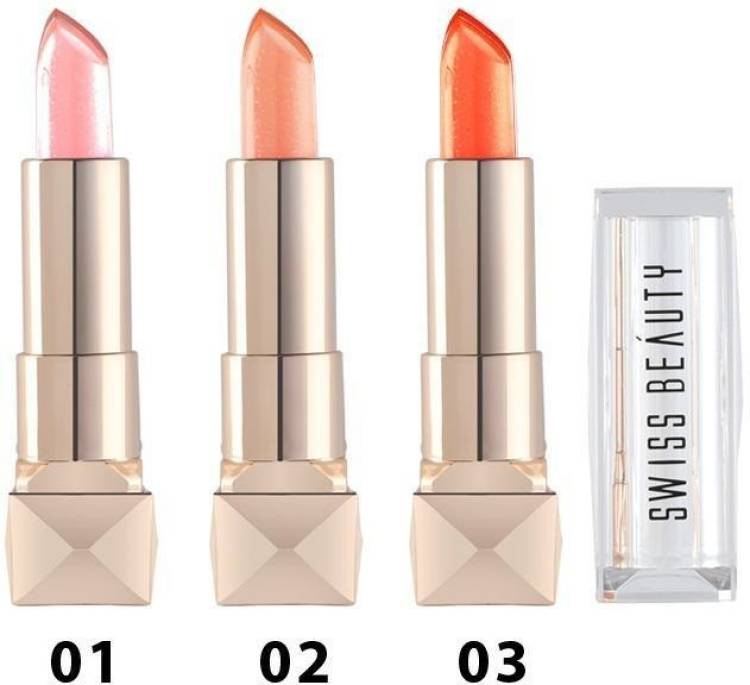 SWISS BEAUTY GLITIER COLOUR CHANGE GEL LIPSTICK PACK OF 3 (SB-S3) Price in India