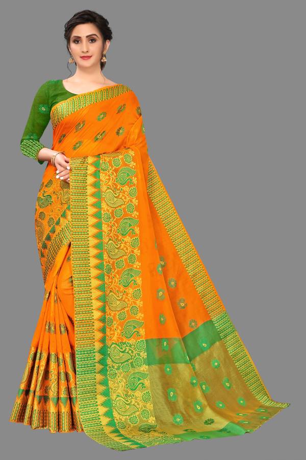 Self Design Banarasi Cotton Silk, Pure Cotton Saree Price in India