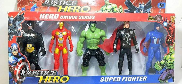 Wholesome Retails Avengers Justice Hero Set of 5 Superheroes - Hulk, Captain America, Thor, Iron Man, Antman Action Figures Toy for Kids