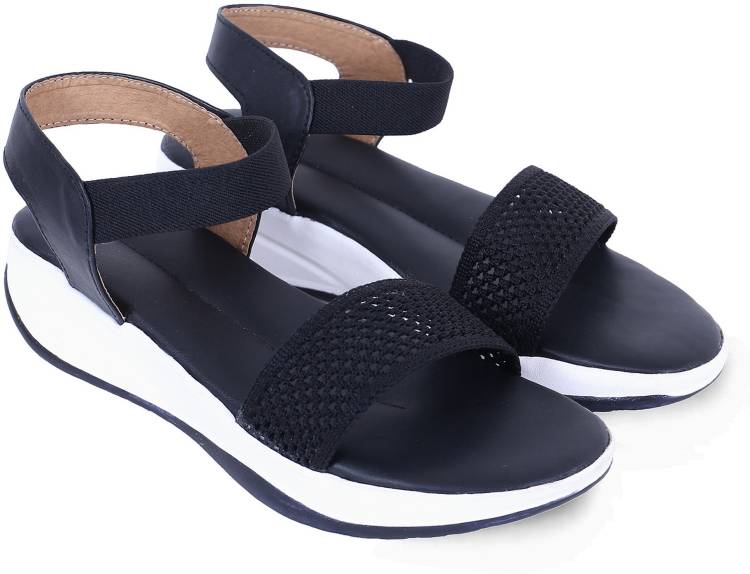 Women Black Flats Sandal Price in India