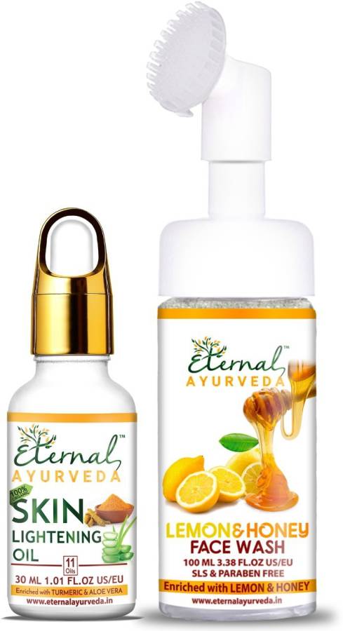 Eternal Ayurveda Skin Brightening Kit - Skin Lightening Oil and Lemon & Honey Face Wash Price in India