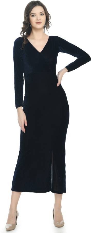 Women Bodycon Dark Blue Dress Price in India