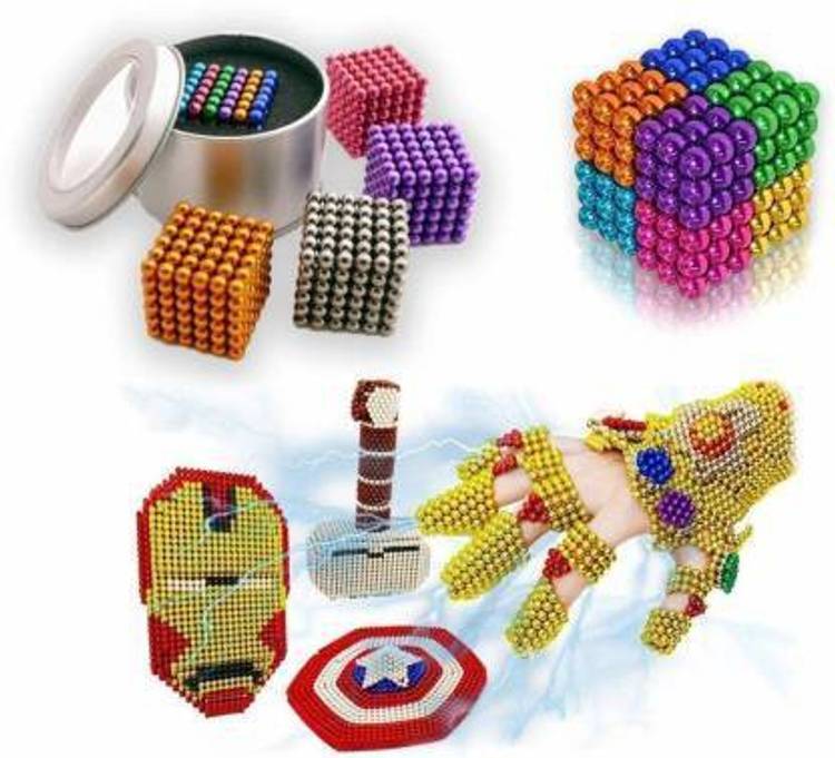 MOONZA Magnetic Balls Magnets Toys Sculpture Building Magnetic Blocks Magnet Cub (216 Pieces, Multi-Colored Balls)