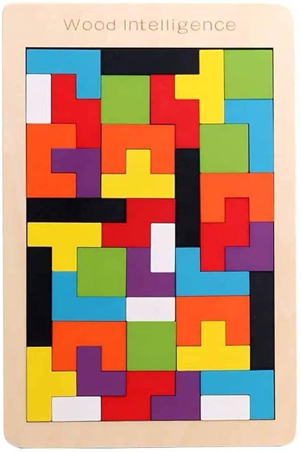 WISHKEY Wooden Brain Teaser Jigsaw Puzzle Russian Building Block Montessori Educational Toy