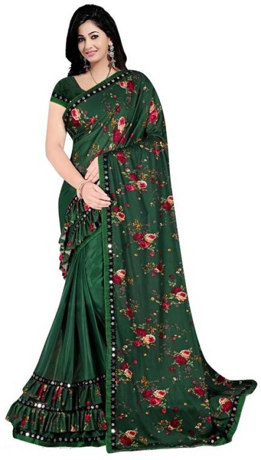 Floral Print Bollywood Lycra Blend Saree Price in India