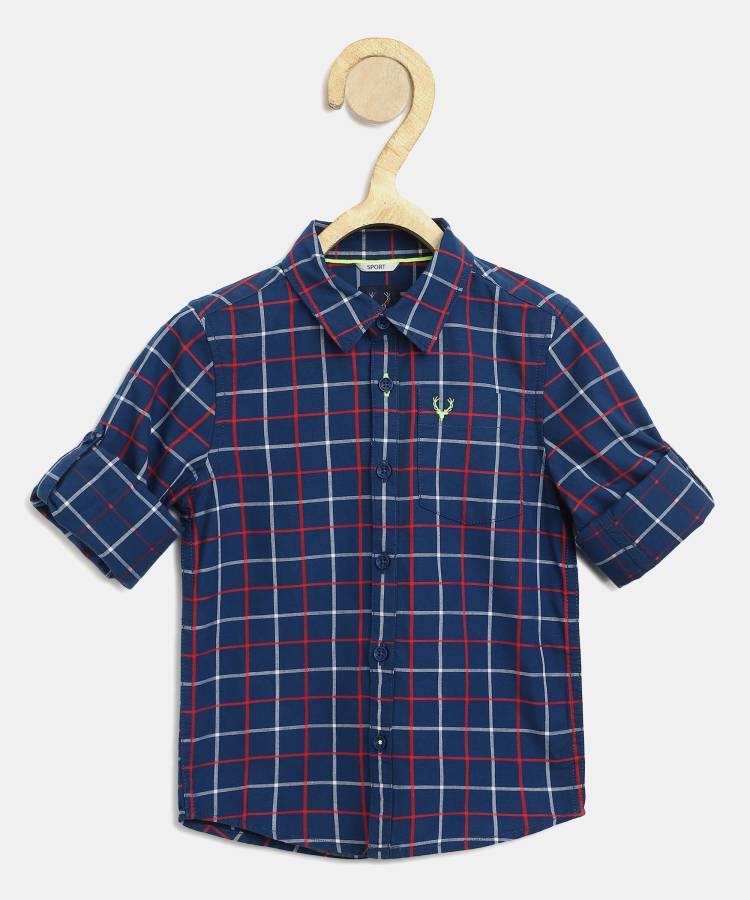 Boys Regular Fit Checkered Button Down Collar Casual Shirt Price in India