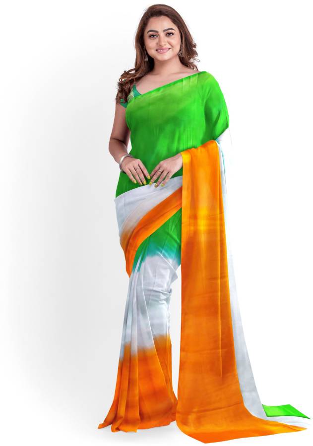 Color Block Fashion Satin Saree Price in India