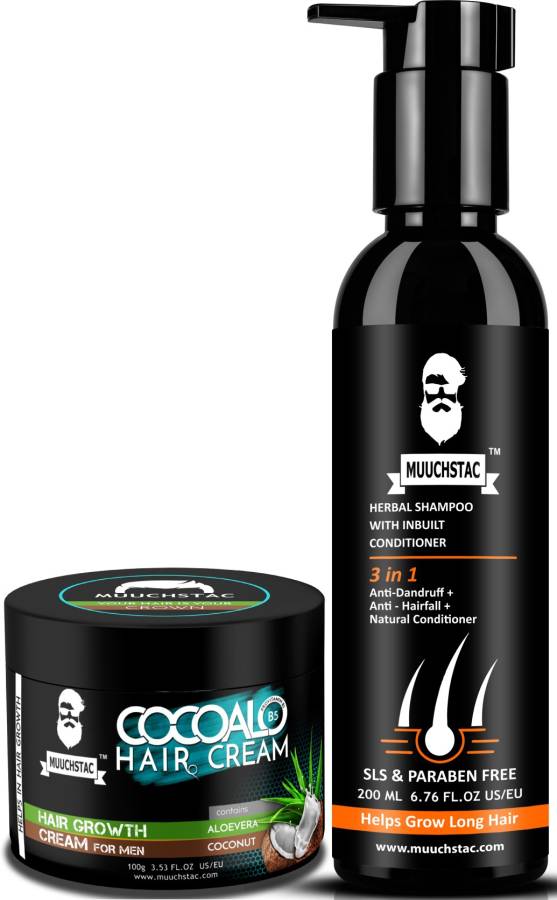 MUUCHSTAC Cocoalo Hair Cream for Hair Growth and Herbal Shampoo with inbuilt Conditoner Price in India