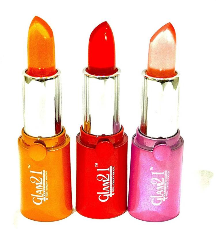 Glam21 Color Reviver Moisturizing Lipstick (01 Fruity Orange, 02 Flame Red, 03 Barbie Pink) 3.6g X 3pcs Color Price in India