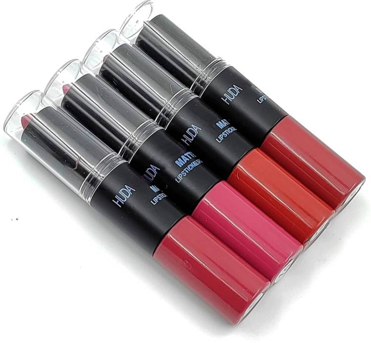 HUDA CRUSH BEAUTY Fabulous 8 Lipsticks Combo Set of 4 Color Sensational 2 in1 Forever Matte Lipstick And Liquid Lip Gloss, 4 Crayon lipsticks with 4 Liquid Lipstick, Long Lasting Waterproof Smudge Proof and Kiss Proof Lip Colors for Girl Price in India