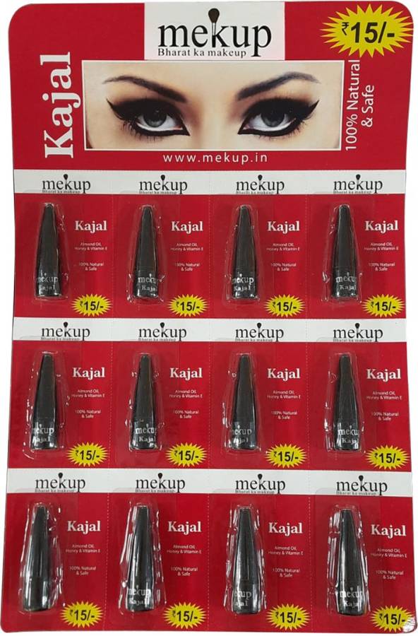 XOTICAMEKUP Mekup Bullet Kajal Calender, Infused with Camphor & Almond Oil, Natural & Safe Waterproof Eye Kohl - Black (Pack of 12) Price in India