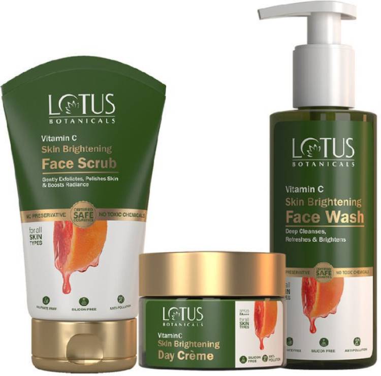 Lotus Botanicals Wash & Glow Combo | Vitamin C | Face Wash | Face Scrub | Brightening Day Cream Moisturiser Price in India