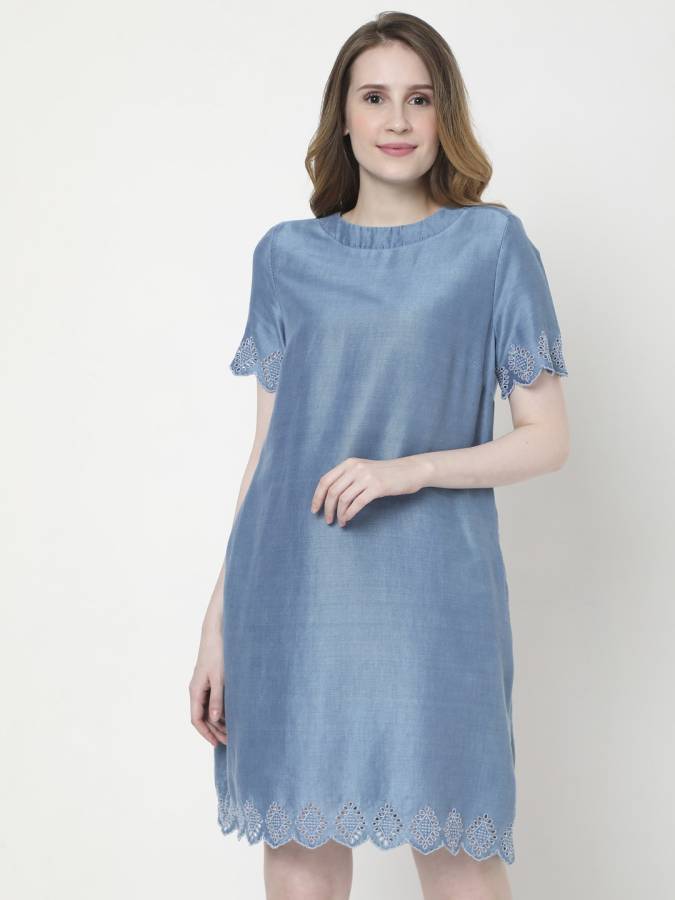 Women Shift Blue Dress Price in India