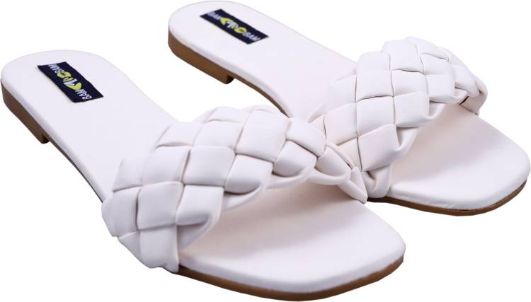 Women White Flats Sandal Price in India