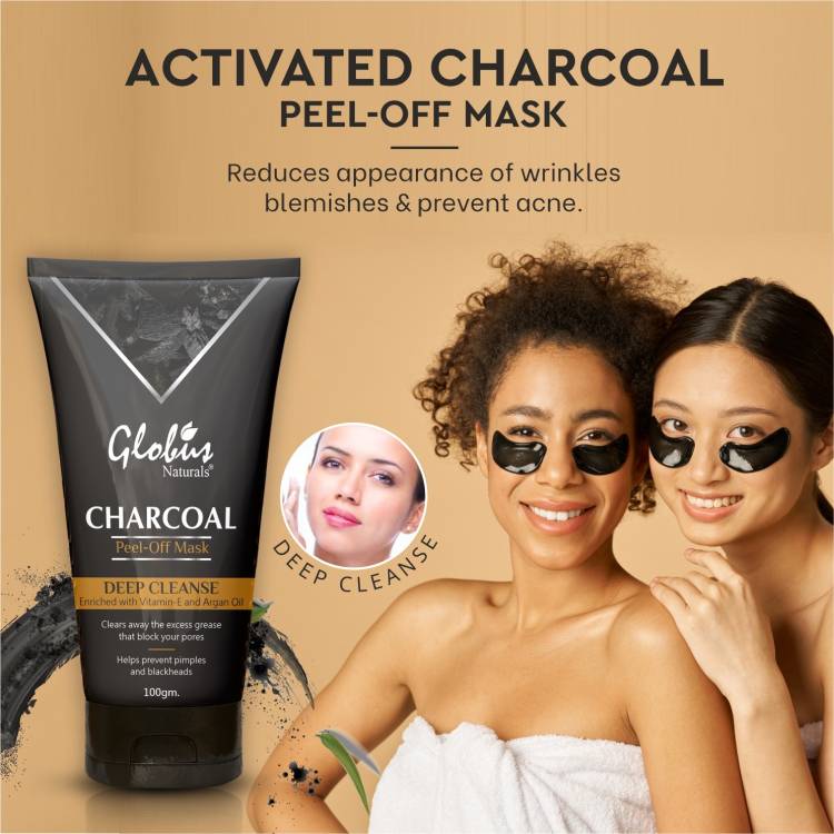 GLOBUS NATURALS Activated Charcoal Peel off Mask For Women Enriched With Vitamin-E, Aloevera, Turmeric, Saffron, Green Tea |Deep Cleansing|remove Blackheads & Whiteheads |Oil Control Peel off Mask Price in India