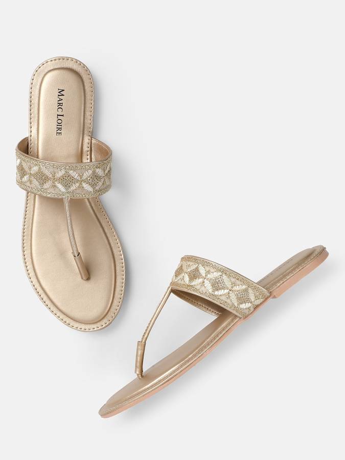 Women Gold Flats Sandal Price in India