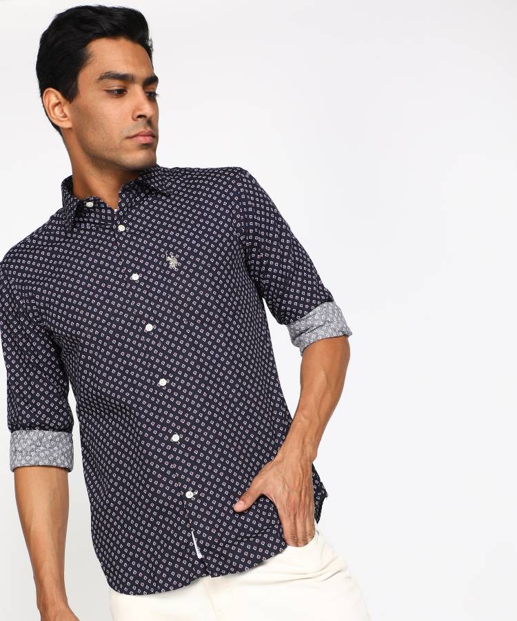 Men Regular Fit Printed Button Down Collar Casual Shirt Price in India