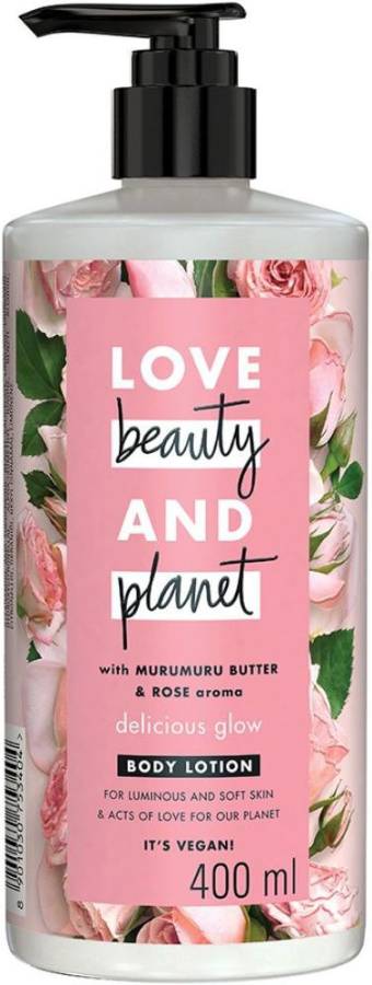 Love Beauty & Planet Natural Murumuru Butter & Rose Glow Body Lotion, 24hr Moisturization, Non-Sticky, Paraben Free Price in India