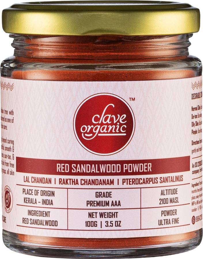 Clave Organic India Red Sandalwood / Raktha Chandanam / Lal Chandan Powder (100g) - Pack of 1 Price in India