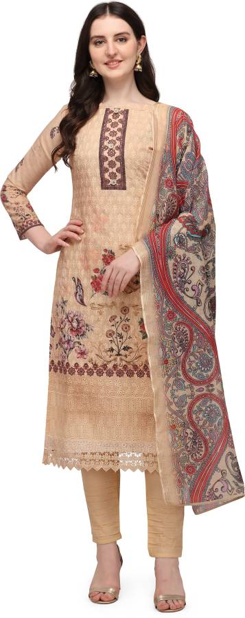 Cotton Embroidered, Printed, Floral Print, Paisley Salwar Suit Material Price in India