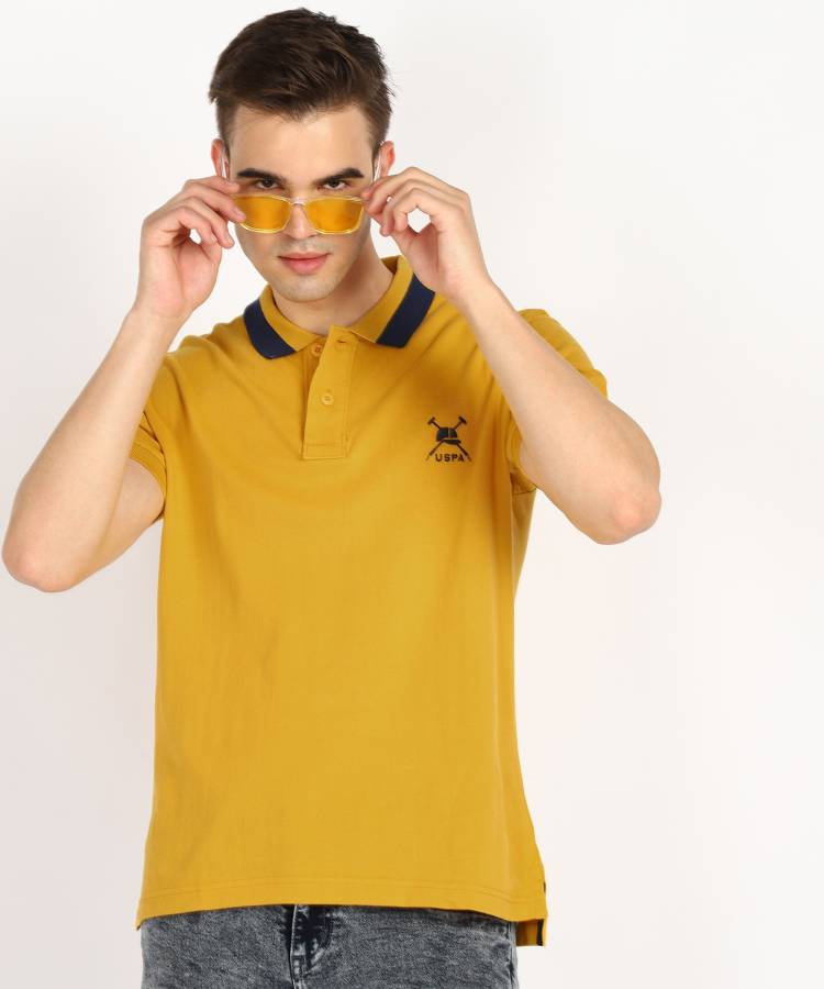 Solid Men Polo Neck Multicolor T-Shirt Price in India