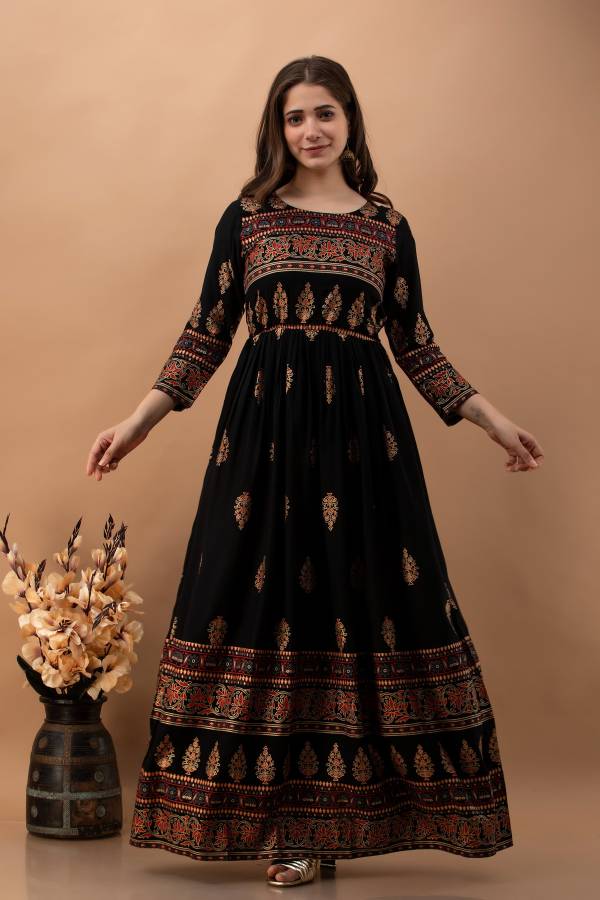 Women Fit and Flare Black Dress Price in India