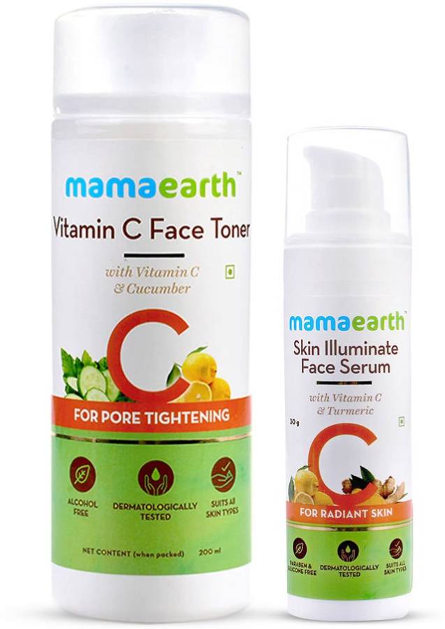 MamaEarth Vitamin C Intense Glow Combo (Vitamin C Face Toner 200ml+ Skin Illuminate Face Serum 30ml) Price in India